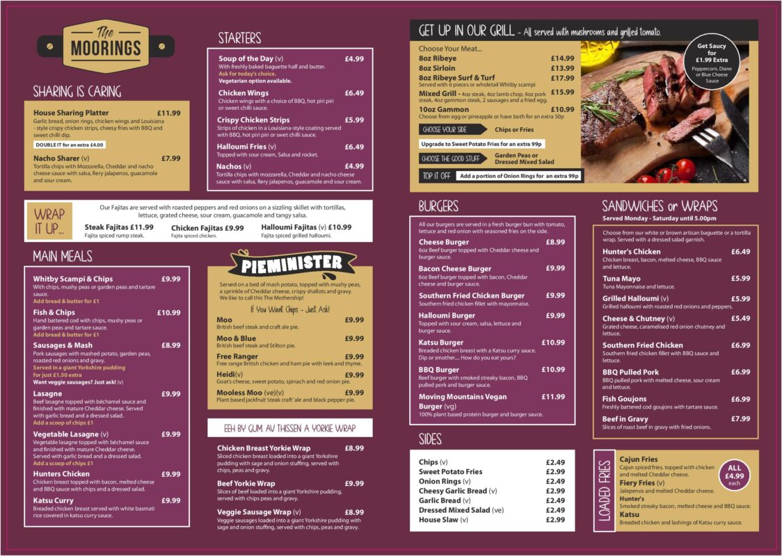 Menus - The Moorings
